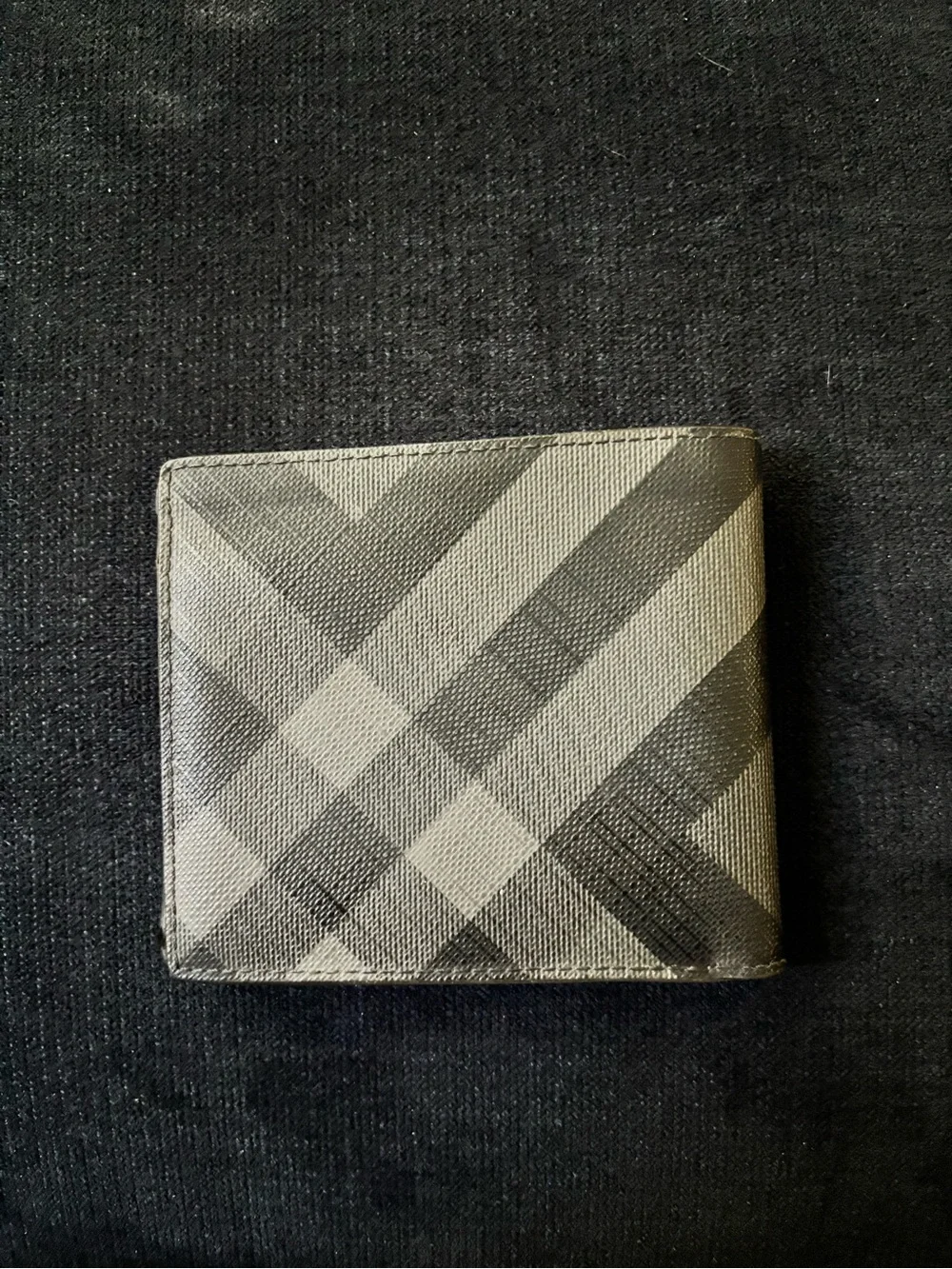 Burberry Black and Gray Plaid Bifold Wallet